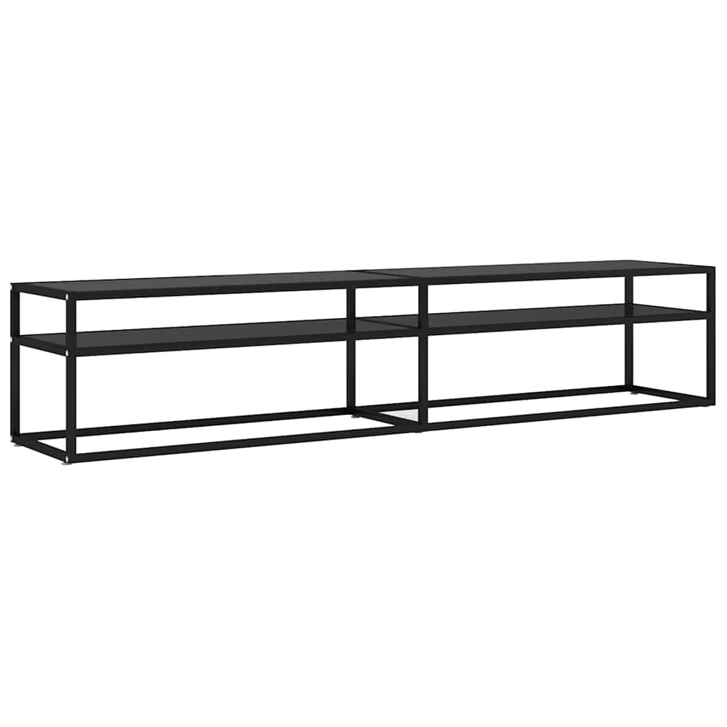 TV Cabinet | Black | Tempered Glass | 200 x 40 x 40.5 cm | Sleek