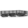 10 Piece Garden Lounge Set Black Solid Pinewood