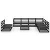 10 Piece Garden Lounge Set Black Solid Pinewood