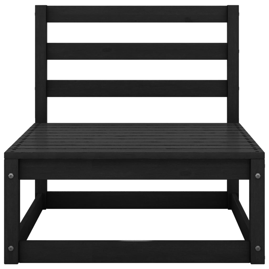 10 Piece Garden Lounge Set Black Solid Pinewood