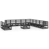 12 Piece Garden Lounge Set Black Solid Pinewood