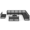 14 Piece Garden Lounge Set Black Solid Pinewood