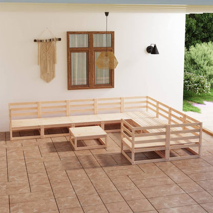 10 Piece Garden Lounge Set Solid Pinewood