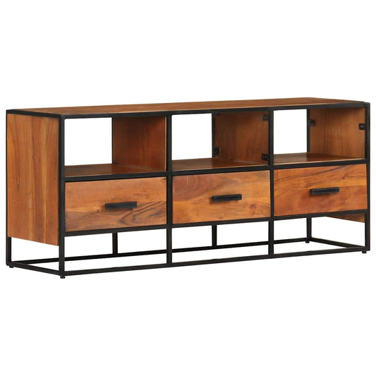 Tv Cabinet | Honey Brown, Black | Solid Acacia Wood, Powder-Coated Iron