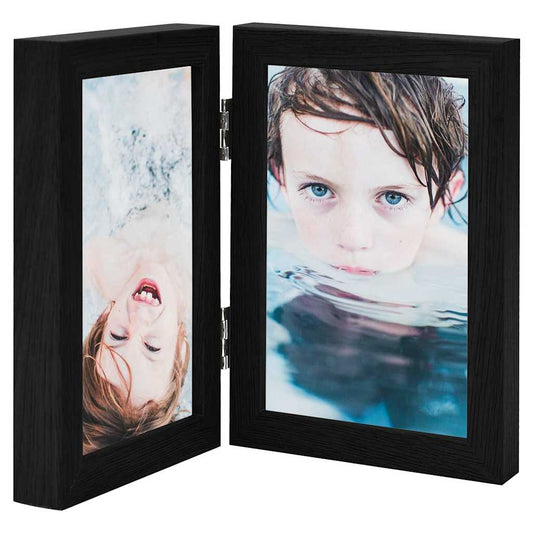Bifold Photo Frame | Black | MDF, PS (polystyrene) | Fits A4 sized photos