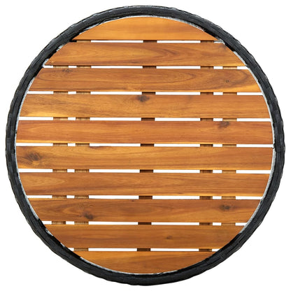 Tea Table Black PE Rattan Small Foldable Tea Table Round