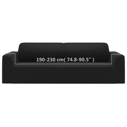 3-Seater Stretch Couch Slipcover Black Polyester Jersey