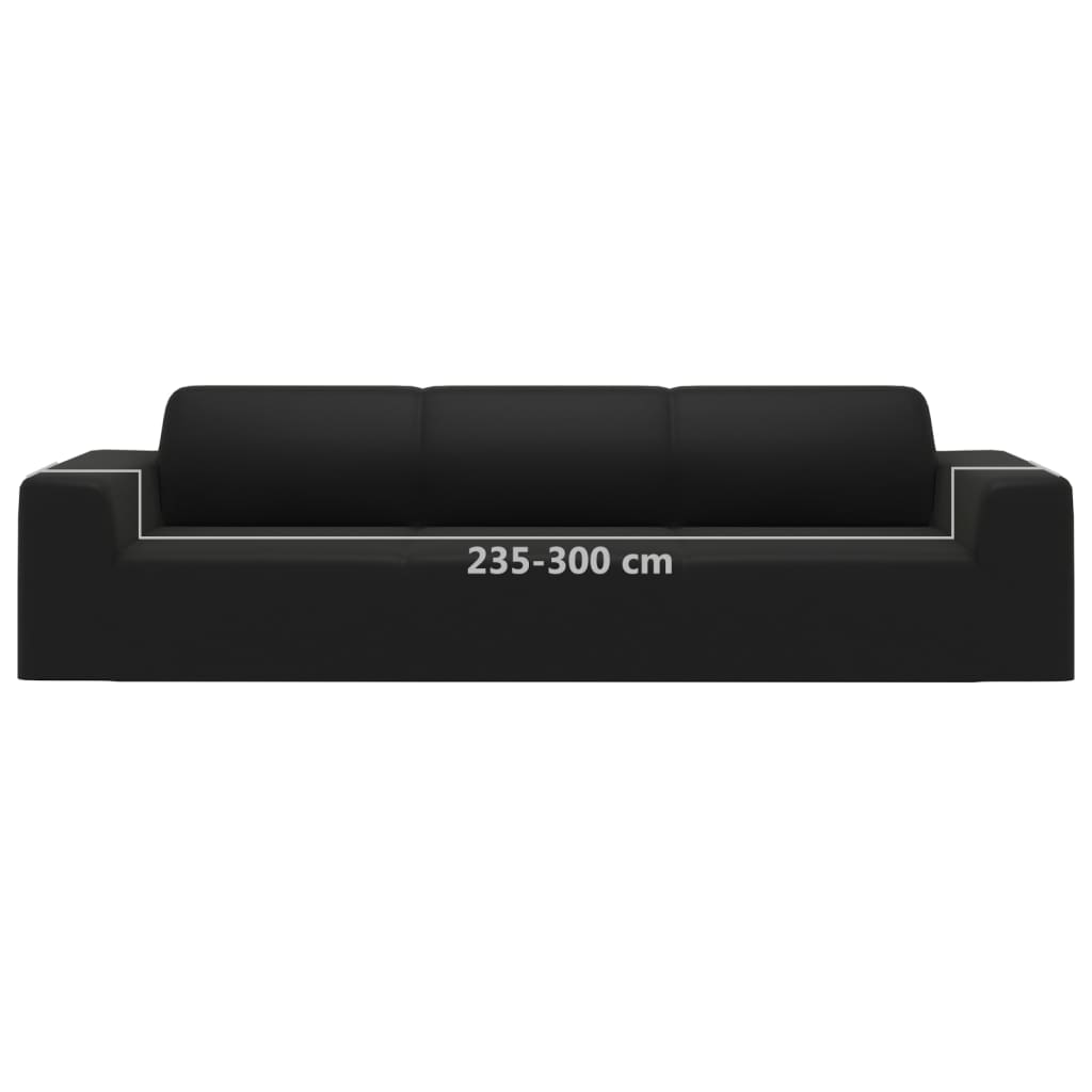 4-Seater Stretch Couch Slipcover Black Polyester Jersey