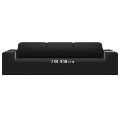 4-Seater Stretch Couch Slipcover Black Polyester Jersey