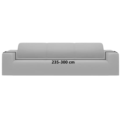 4-Seater Stretch Couch Slipcover Grey Polyester Jersey