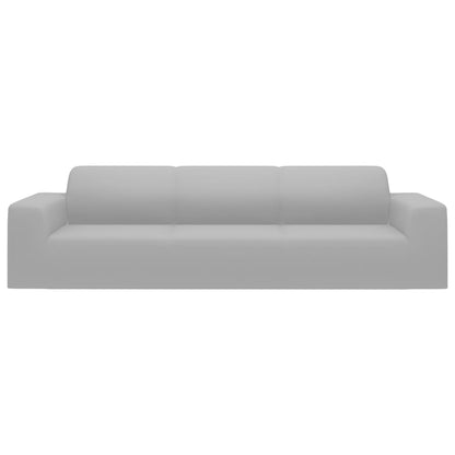 4-Seater Stretch Couch Slipcover Grey Polyester Jersey