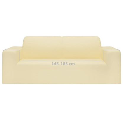 2-Seater Stretch Couch Slipcover Cream Polyester Jersey