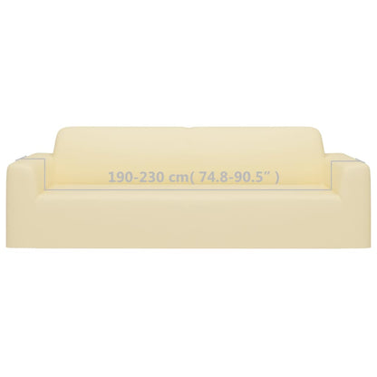 3-Seater Stretch Couch Slipcover Cream Polyester Jersey