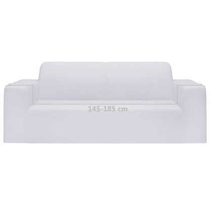 2-Seater Stretch Couch Slipcover White Polyester Jersey