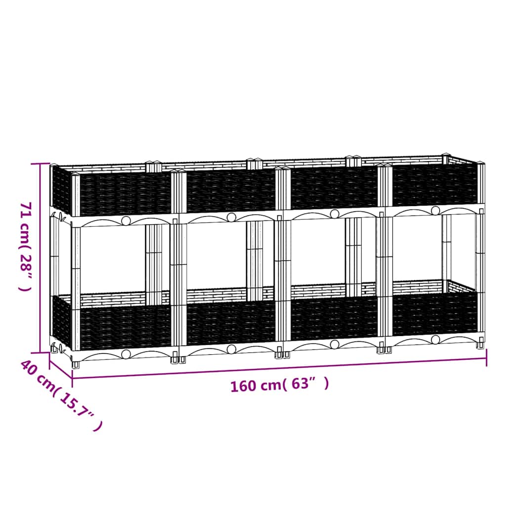 Raised Bed Black Polypropylene 63.0 x 15.7 x 28.0 in Raised Bed