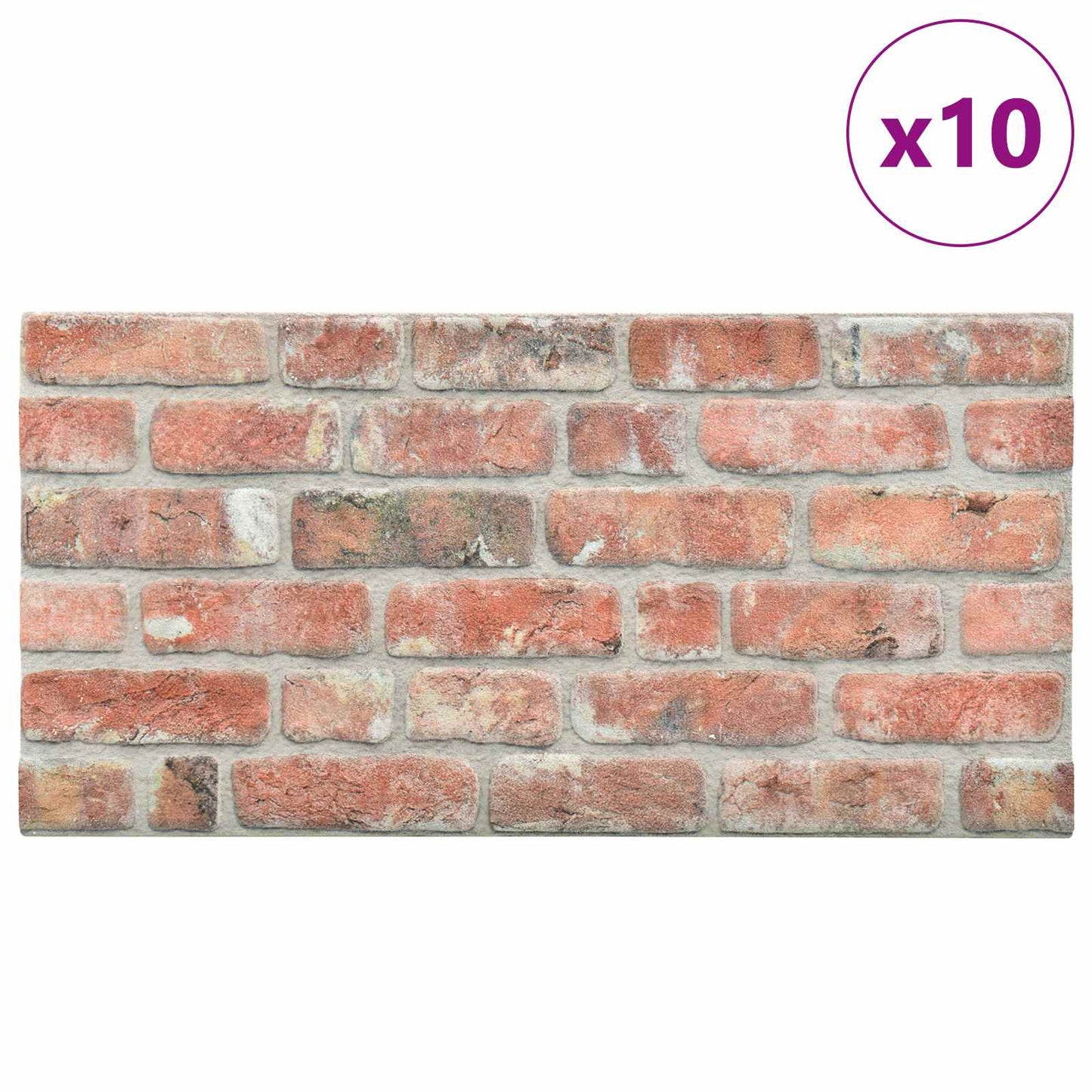 Wall Panels 10 pcs Red 100 x 50 cm EPS Foam