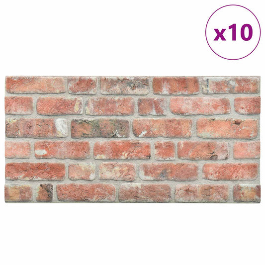 Wall Panels 10 pcs 100 x 50 cm Red EPS Foam