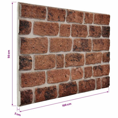 Wall Panels 10 pcs Brown Brick 100 x 50 cm EPS Foam