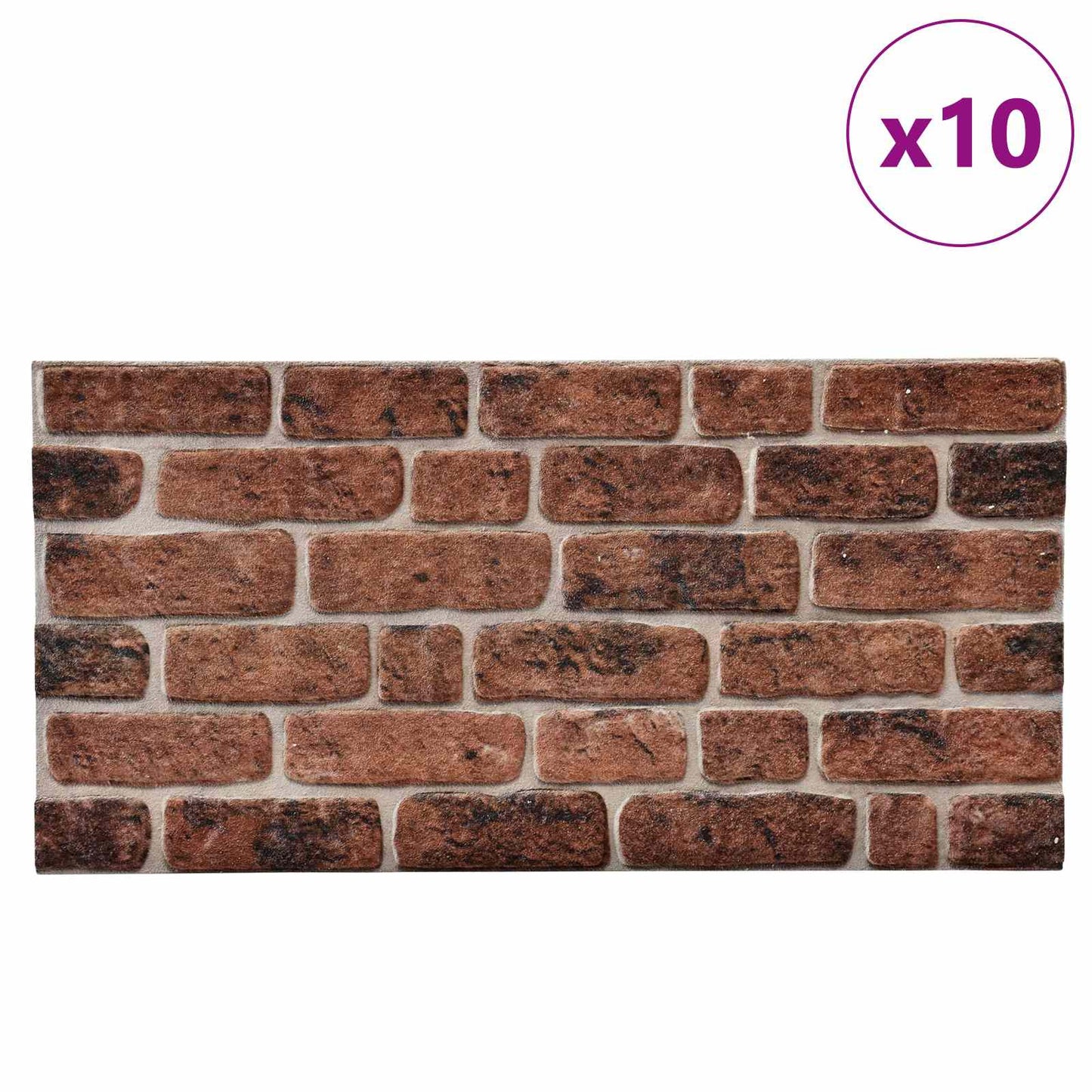 Wall Panels 10 pcs Brown Brick 100 x 50 cm EPS Foam