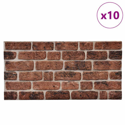 Wall Panels 10 pcs Brown Brick 100 x 50 cm EPS Foam