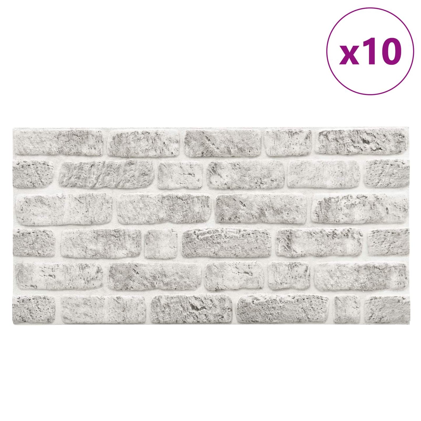 Wall Panels 10 pcs Light Grey 100 x 50 cm EPS Foam