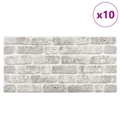 Wall Panels 10 pcs Light Grey 100 x 50 cm EPS Foam