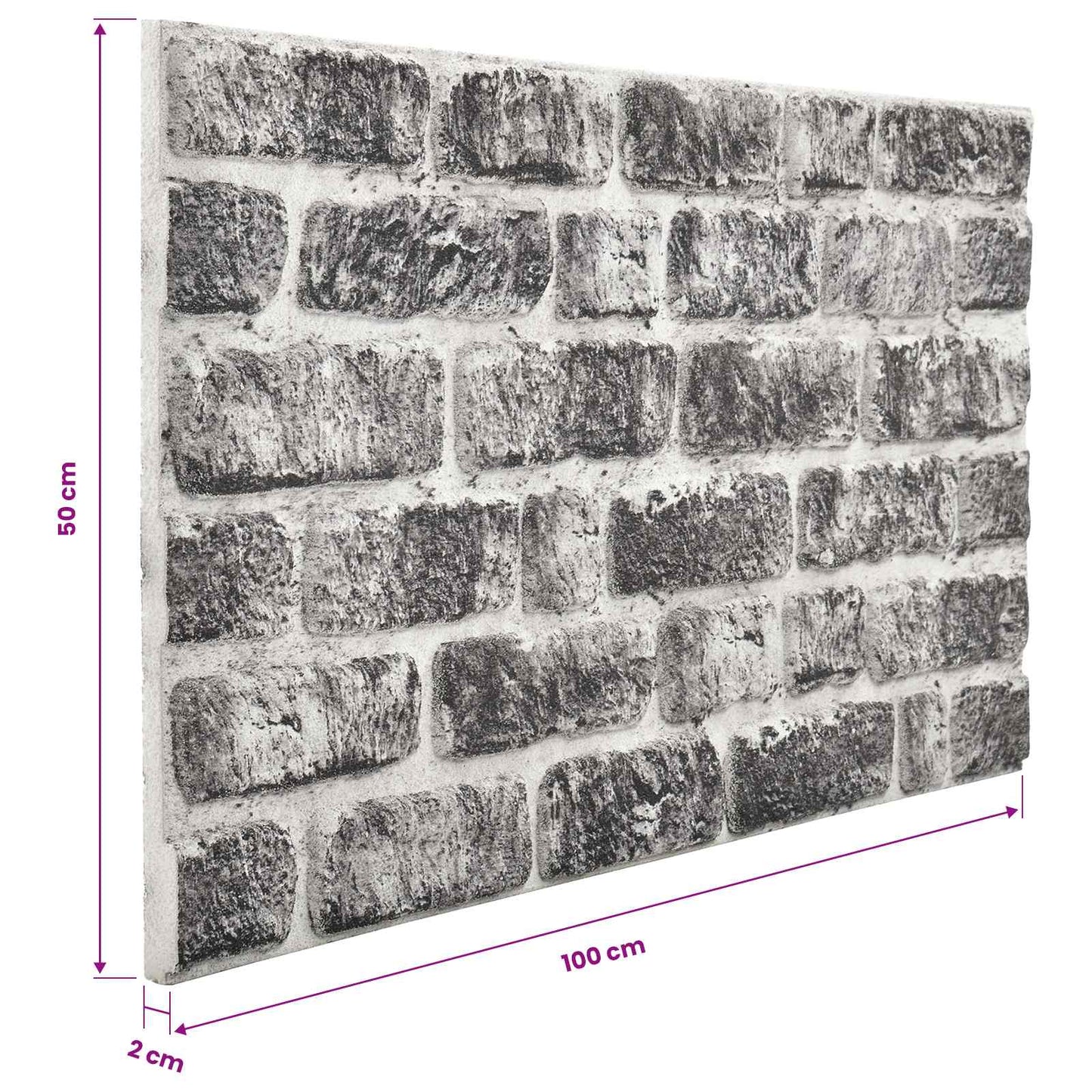 Wall Panels 10 pcs Dark Grey and White 100 x 50 cm EPS Foam