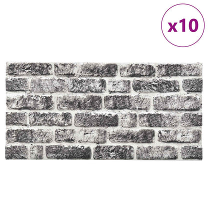 Wall Panels 10 pcs Dark Grey and White 100 x 50 cm EPS Foam
