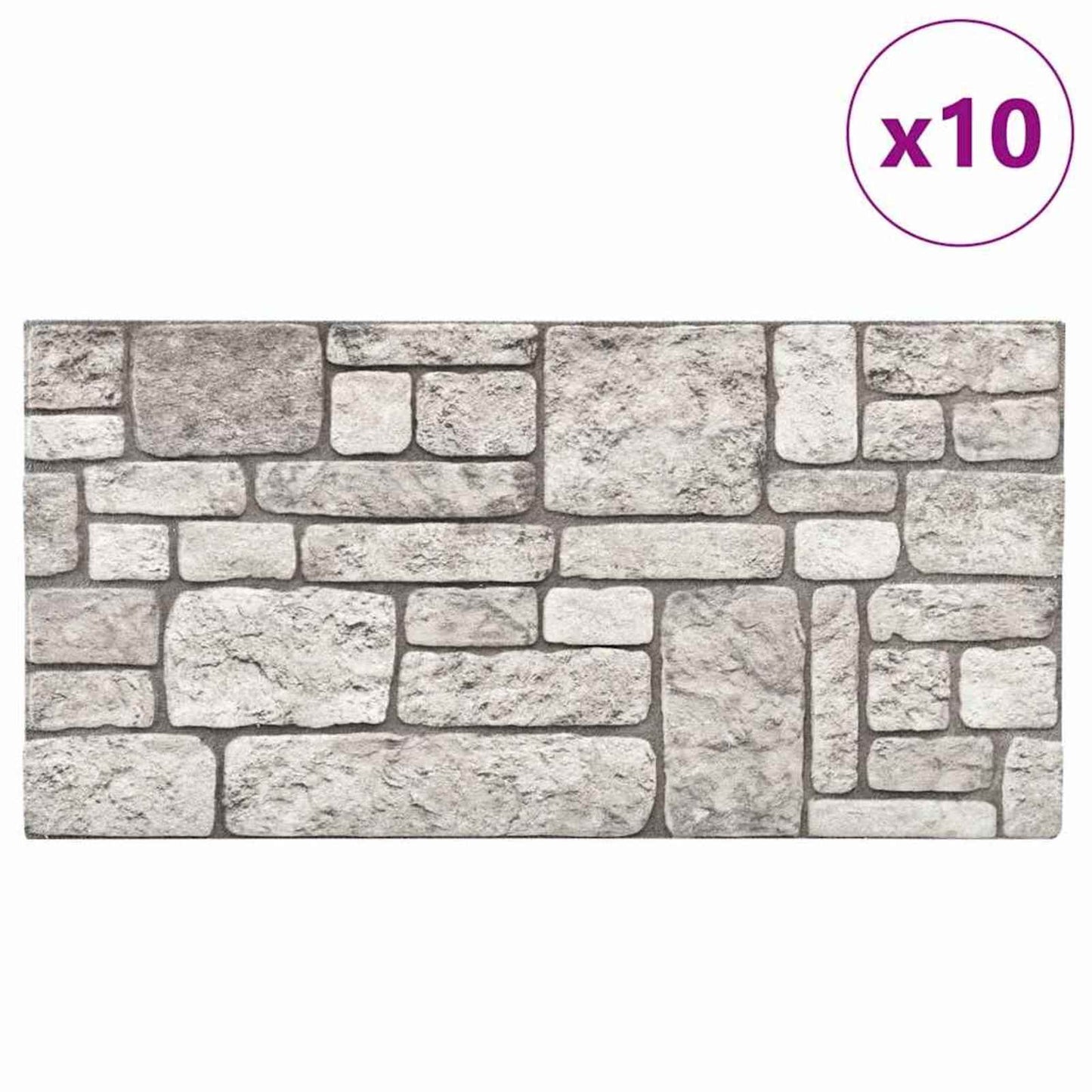 Wall Panels 10 pcs Grey 100 x 50 cm EPS Foam