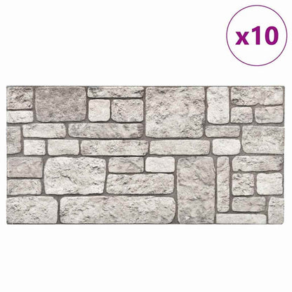 Wall Panels 10 pcs Grey 100 x 50 cm EPS Foam