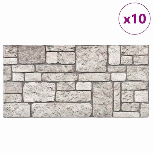 Wall Panels 10 pcs 100 x 50 cm Grey EPS Foam