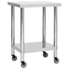 Kitchen Work Table with Wheels 60x45x85 cm Stainless Steel