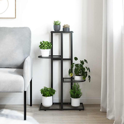 4-Floor Flower Stand 43x22x76 cm Black Metal