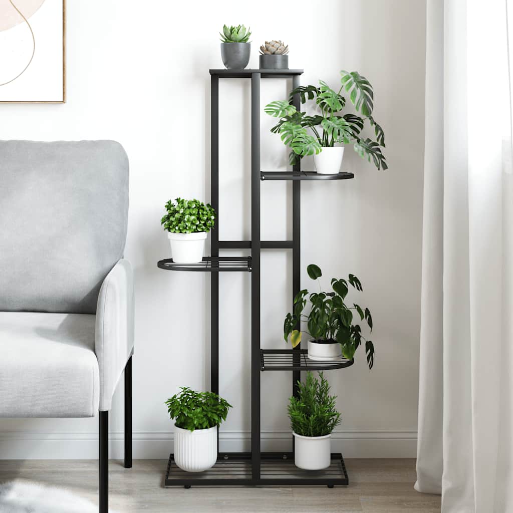 5-Floor Flower Stand 43x22x98 cm Black Metal