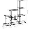 Flower Stand with Wheel 37.2"x9.8"x36.4" Black Metal
