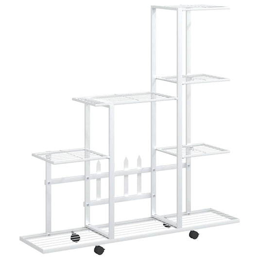 Plant Stand | White | Metal | Medium | Rollable | Plant Stand