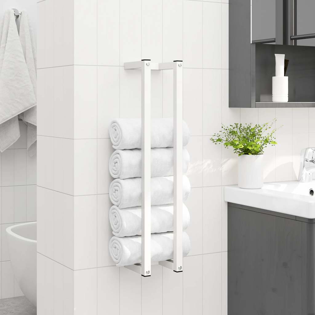 Towel Rack White 12.5x12.5x60 cm Steel