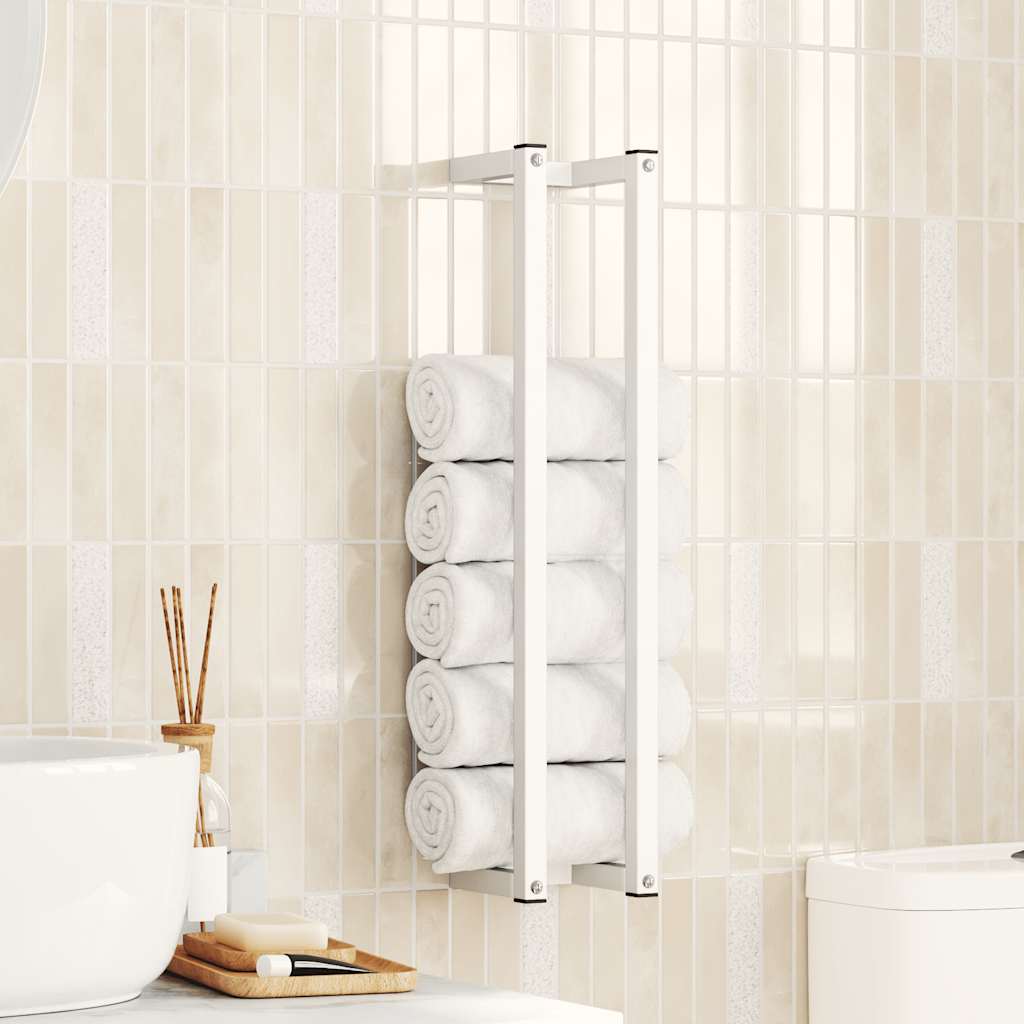 Towel Rack White 12.5x12.5x60 cm Steel