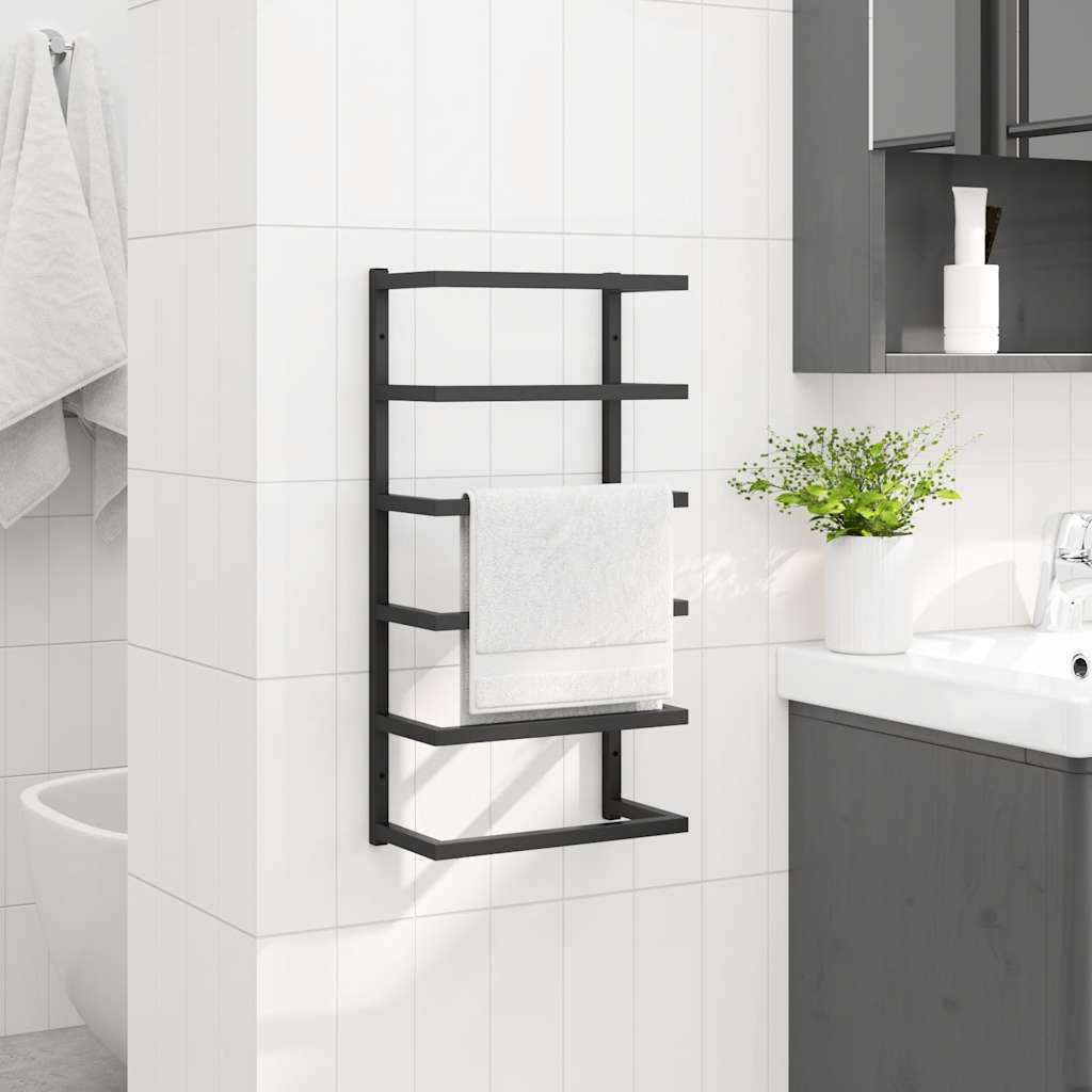 Towel Rack Black 24x12x48 cm Steel