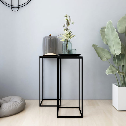 Side Table | Set of 2 | Black | Steel, Engineered wood | Durable