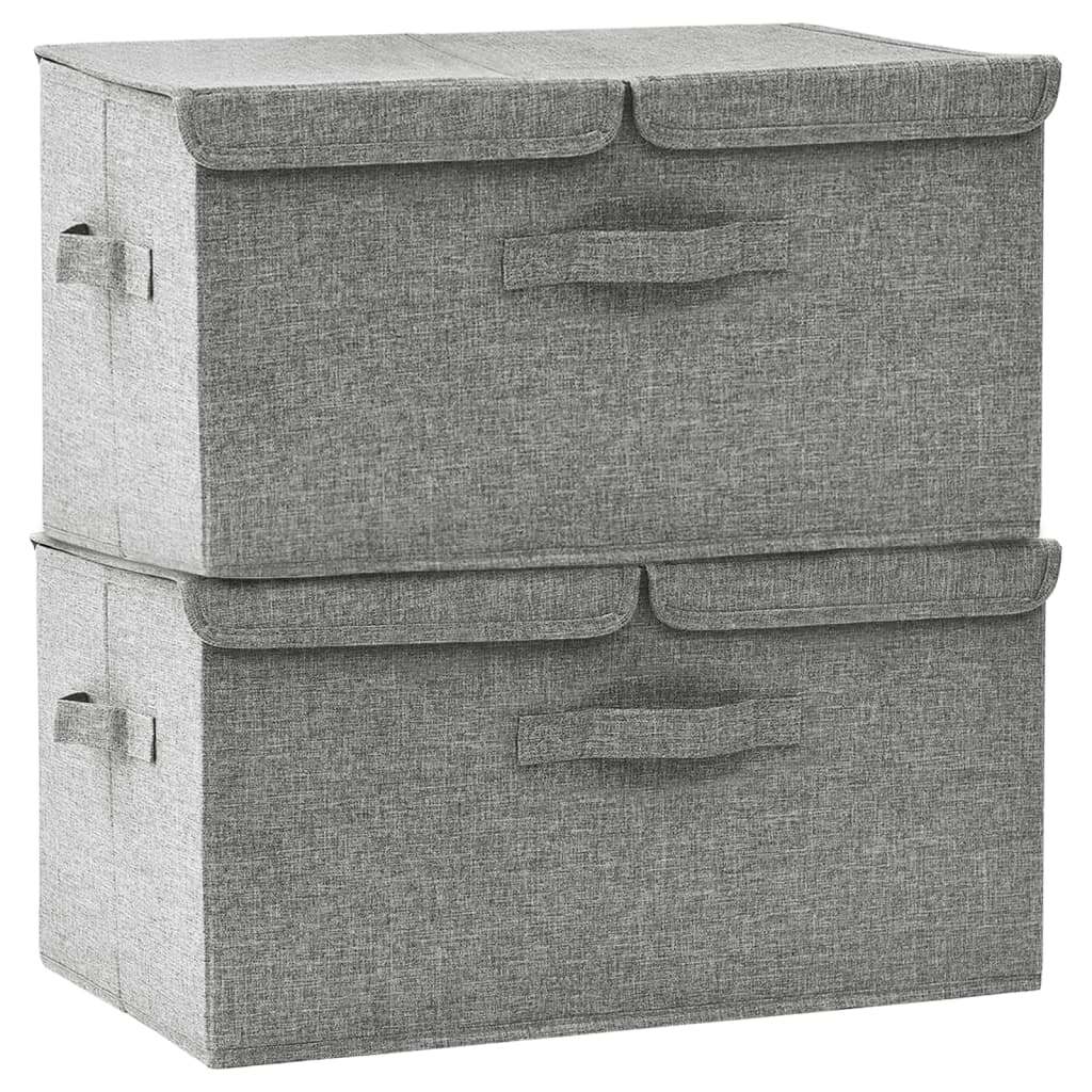 332915 vidaXL Storage Boxes 2 pcs Fabric 50x30x25 cm Grey
