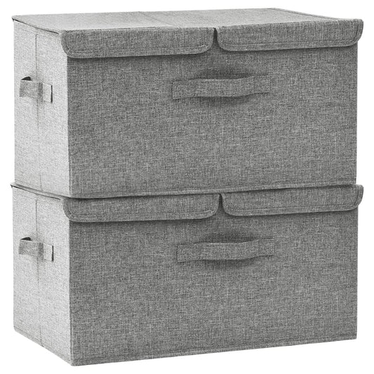 332915 vidaXL Storage Boxes 2 pcs Fabric 50x30x25 cm Grey