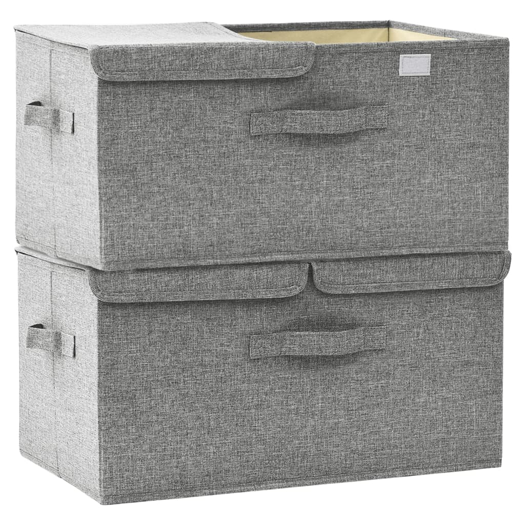 332915 vidaXL Storage Boxes 2 pcs Fabric 50x30x25 cm Grey