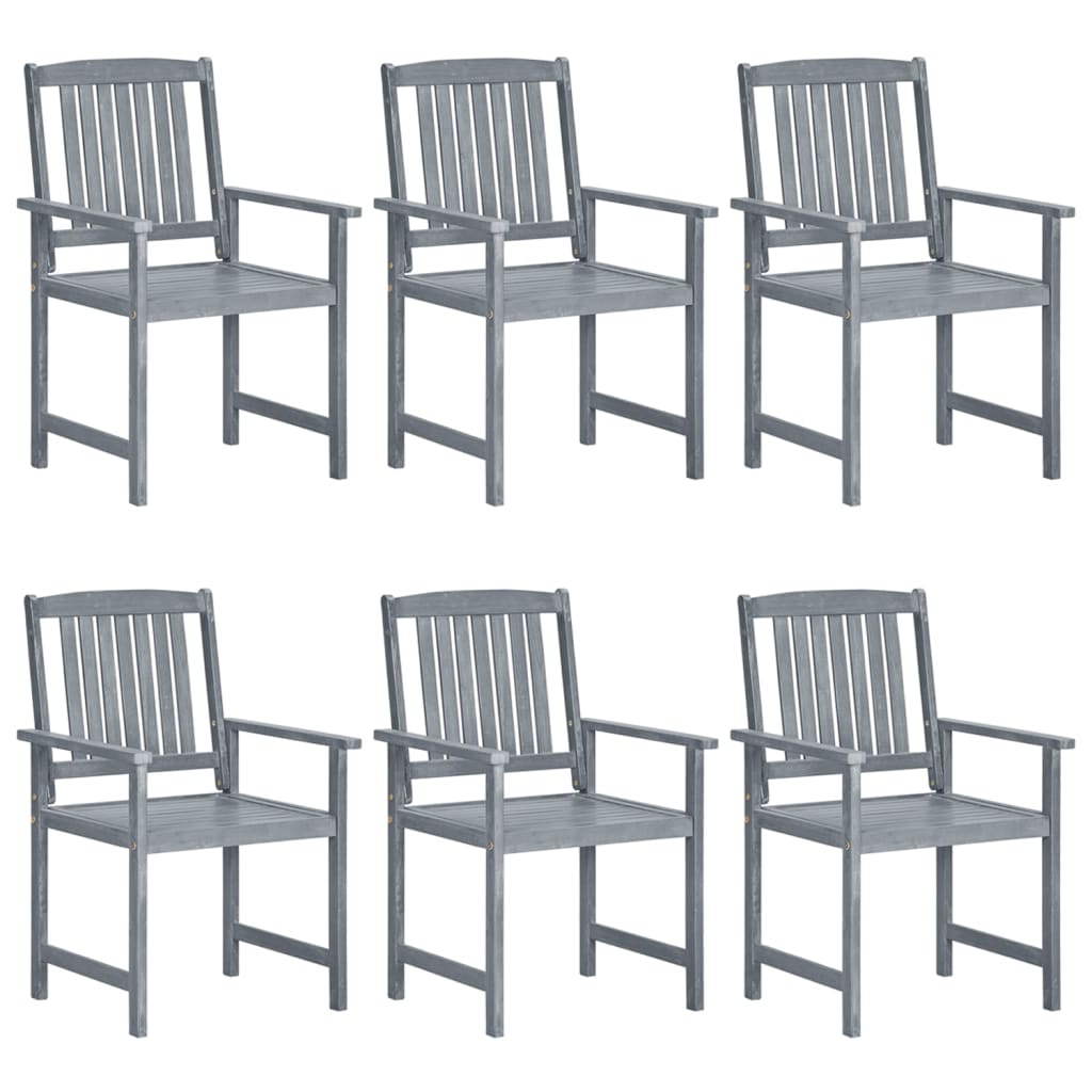 Garden Chair | Set of 6 | Grey | Solid Acacia wood | Standard | Durable