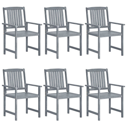 Garden Chair | Set of 6 | Grey | Solid Acacia wood | Standard | Durable