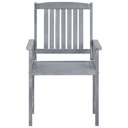 Garden Chair | Set of 6 | Grey | Solid Acacia wood | Standard | Durable