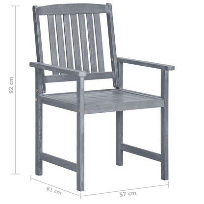 Garden Chair | Set of 6 | Grey | Solid Acacia wood | Standard | Durable