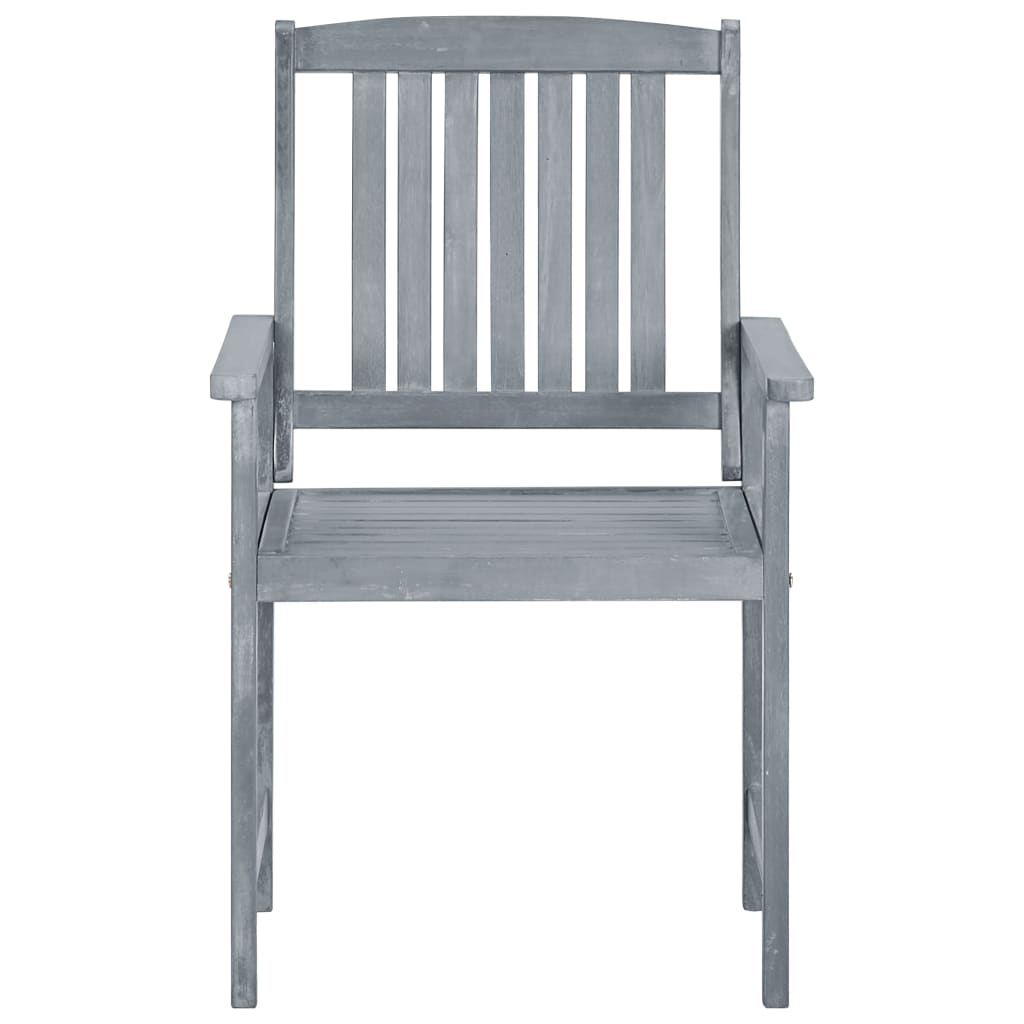 Patio Chairs 8 pcs Solid Acacia Wood Gray