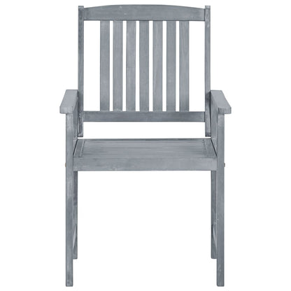 Patio Chairs 8 pcs Solid Acacia Wood Gray