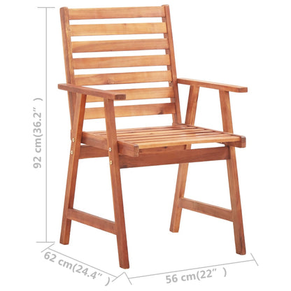 Outdoor Chair | Set of 8 | Brown | Solid Acacia Wood | Standard